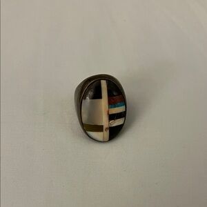 Native American ring, likely Zuni or Navajo size approximately 10